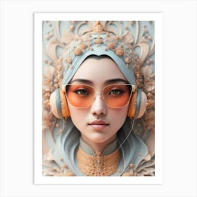 Woman With Headphones 34 Art Print