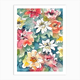 Watercolor Flowers 1 Art Print