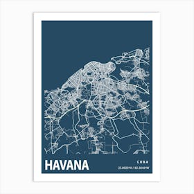 Havana Blueprint City Map 1 Art Print