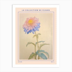 Aster 3 French Flower Botanical Poster Art Print