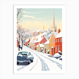 Vintage Winter Travel Illustration Cornwall United Kingdom 4 Art Print