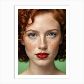 Portrait Of A Woman With Freckles Art Print