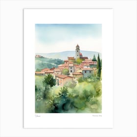Vinci, Tuscany, Italy 3 Watercolour Travel Poster Art Print