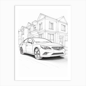 Honda Civic Line Drawing 1 Art Print