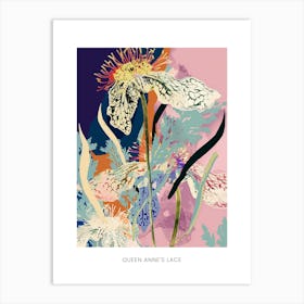 Colourful Flower Illustration Poster Queen Annes Lace 2 Art Print