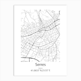 Serres,Greece Minimalist Map Art Print