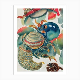 Hermit Crab Vintage Graphic Watercolour Art Print