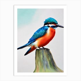 Kingfisher Watercolour Bird Art Print