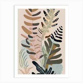 Polypody Fern Wildflower Modern Muted Colours 1 Art Print