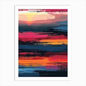 Abstract Sunset | Pixel Minimalism Art Series Art Print