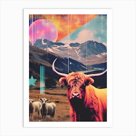 Highland Cattle Space Collage 3 Art Print