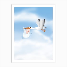 Stork With Baby Art Print