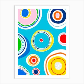 Blue Abstract colourful circle pattern print Art Print