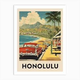 Honolulu Retro Travel Poster 1 Art Print