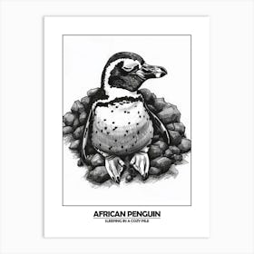 Penguin Sleeping In A Cozy Pile Poster 1 Art Print