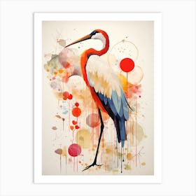 Bird Painting Collage Stork 3 Art Print