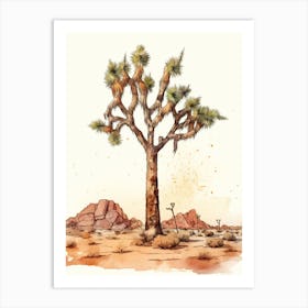  Minimalist Joshua Tree At Dusk In Desert Line Art 3 Art Print