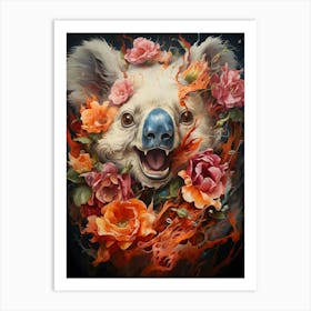 Koala With Flowers Art Print