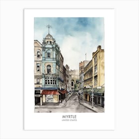 Myrtle 1 Watercolour Travel Poster Art Print