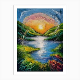 Sunset At The Lake 3 Art Print