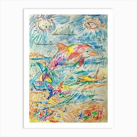 Dolphins In The Sea 3 Art Print