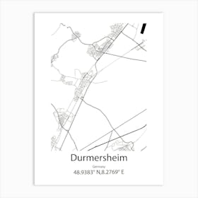 Durmersheim,Germany Minimalist Map Art Print