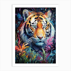 Tiger Art In Neo Impressionism Style 3 Art Print
