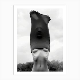 Naked Woman Undressing Black And White Art Print