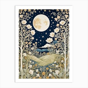 Floral Full Moon Art Print