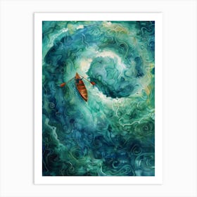 Canoe In The Waves Art Print