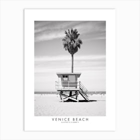 Poster Of Venice Beach, Black And White Analogue Photograph 1 Art Print