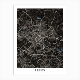 Leeds Black Blue Art Print