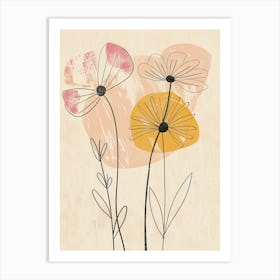 Dahlias Boho Minimalist Style Art Print