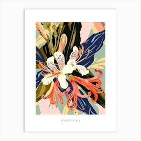 Colourful Flower Illustration Poster Honeysuckle 1 Art Print