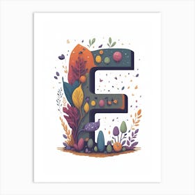 Colorful Letter F Illustration 71 Art Print