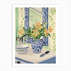 Bathroom Vanity Painting With A Lily Bouquet 2 Art Print