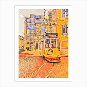 Yellow Tram Lisbon Art Print