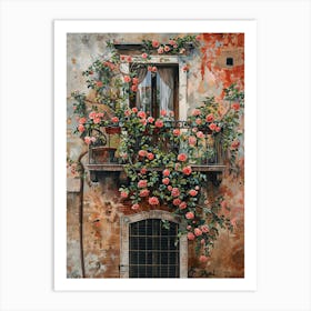 Balcony View Painting In Rome 1 Art Print