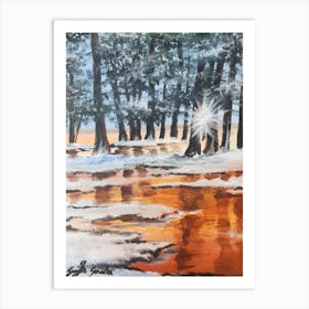 Winter lake Art Print