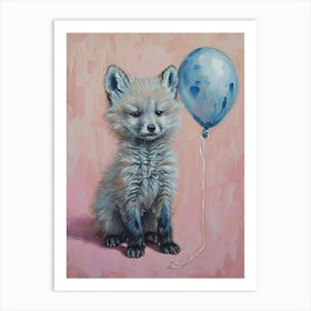 Cute Arctic Fox 2 With Balloon Art Print