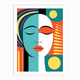 Closed Eyes Abstract Linework Face 3 Art Print