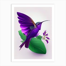 Violet Crowned Hummingbird Cute Kawaii Art Print