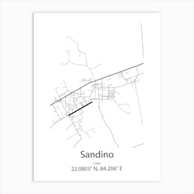 Sandino,Cuba Minimalist Map Art Print