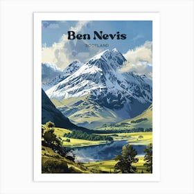 Ben Nevis Scotland Grampian Mountains Digital Travel Art Art Print