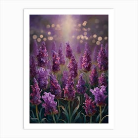 Lavender Field At Night Art Print