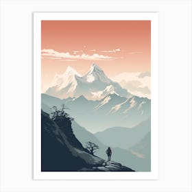 Poon Hill Trek Nepal 3 Hiking Trail Landscape Art Print