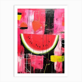 Tropical Palette: Neo-Expressionist Watermelon Rhapsody Art Print