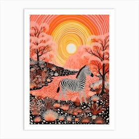 Pattern Zebra In The Wild With The Sun 3 Art Print