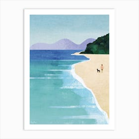 Beach Girl, Minimalist Modern Travel Poster Art Print