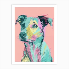 Terrier Dog Graphic Line Pastel Watercolour Art Print